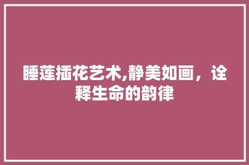睡莲插花艺术,静美如画，诠释生命的韵律