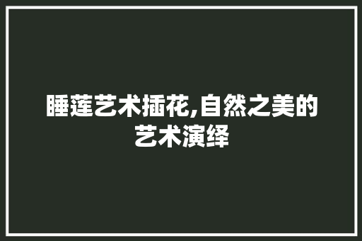 睡莲艺术插花,自然之美的艺术演绎