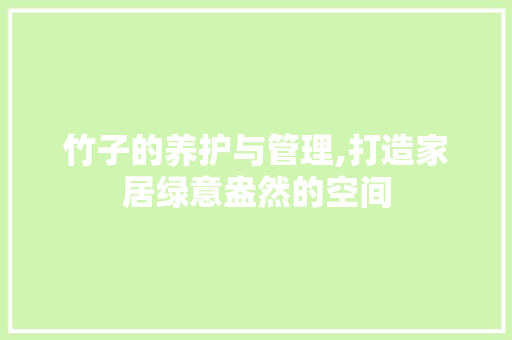 竹子的养护与管理,打造家居绿意盎然的空间