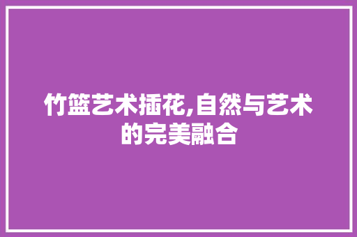 竹篮艺术插花,自然与艺术的完美融合 番茄种植技巧