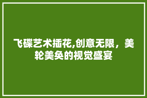 飞碟艺术插花,创意无限，美轮美奂的视觉盛宴 花朵知识