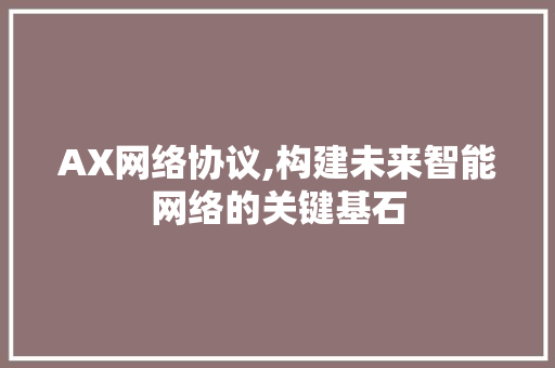 AX网络协议,构建未来智能网络的关键基石