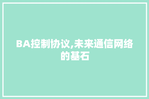 BA控制协议,未来通信网络的基石