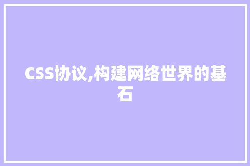 CSS协议,构建网络世界的基石