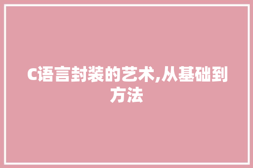 C语言封装的艺术,从基础到方法