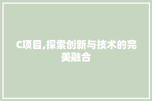 C项目,探索创新与技术的完美融合