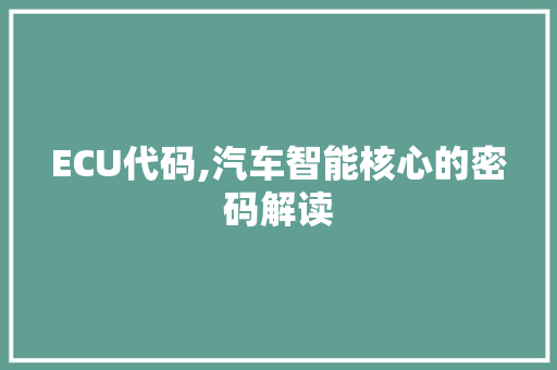 ECU代码,汽车智能核心的密码解读