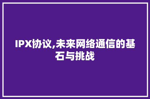 IPX协议,未来网络通信的基石与挑战