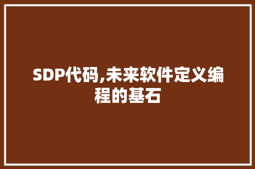 SDP代码,未来软件定义编程的基石