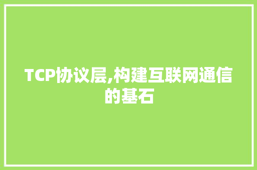 TCP协议层,构建互联网通信的基石