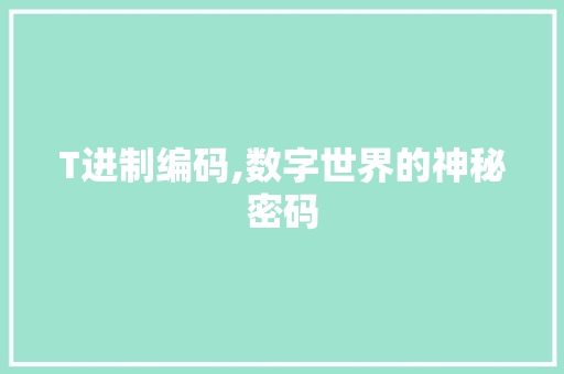 T进制编码,数字世界的神秘密码