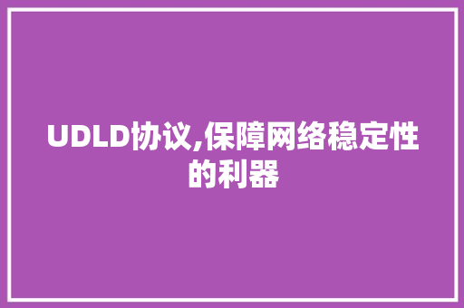 UDLD协议,保障网络稳定性的利器