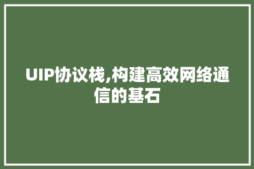 UIP协议栈,构建高效网络通信的基石