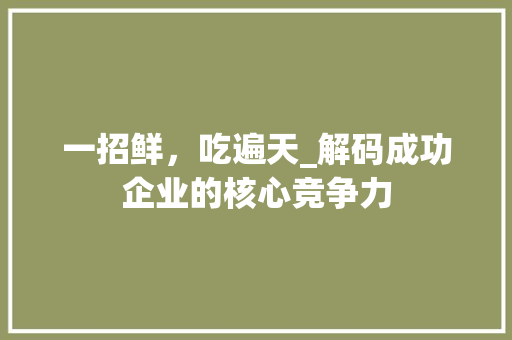 一招鲜，吃遍天_解码成功企业的核心竞争力
