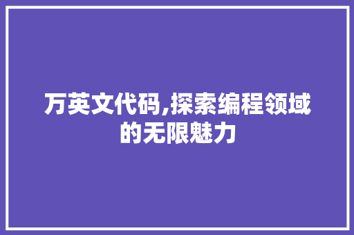 万英文代码,探索编程领域的无限魅力