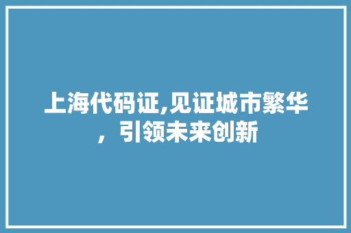 上海代码证,见证城市繁华，引领未来创新