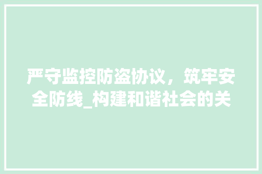严守监控防盗协议，筑牢安全防线_构建和谐社会的关键举措