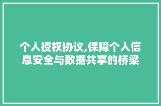 个人授权协议,保障个人信息安全与数据共享的桥梁