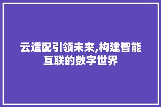 云适配引领未来,构建智能互联的数字世界