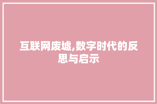 互联网废墟,数字时代的反思与启示