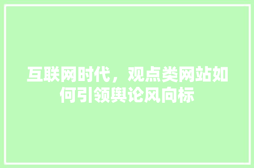 互联网时代,观点类网站如何引领舆论风向标 互联网时代,观点类网站如何引领舆论风向标
