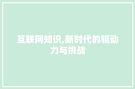 互联网知识,新时代的驱动力与挑战 互联网知识,新时代的驱动力与挑战