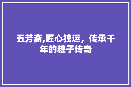 五芳斋,匠心独运,传承千年的粽子传奇 五芳斋,匠心独运,传承千年的粽子传奇