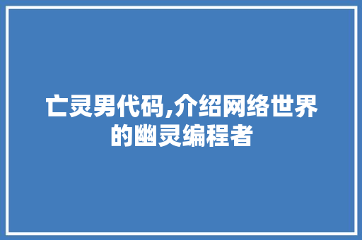 亡灵男代码,介绍网络世界的幽灵编程者
