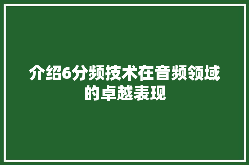 介绍6分频技术在音频领域的卓越表现
