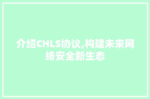 介绍CHLS协议,构建未来网络安全新生态