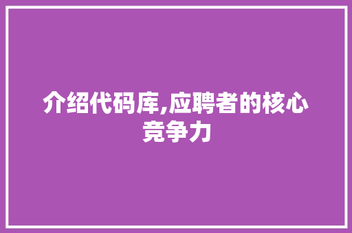 介绍代码库,应聘者的核心竞争力