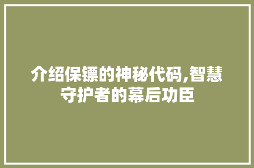 介绍保镖的神秘代码,智慧守护者的幕后功臣