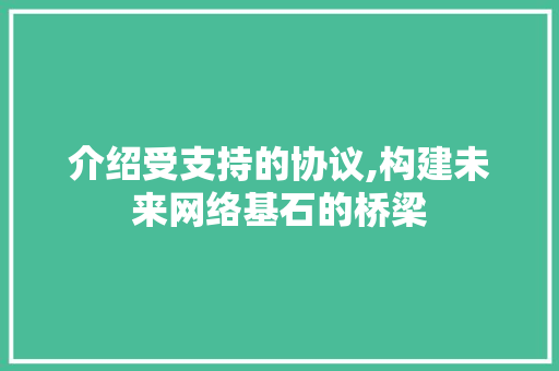 介绍受支持的协议,构建未来网络基石的桥梁