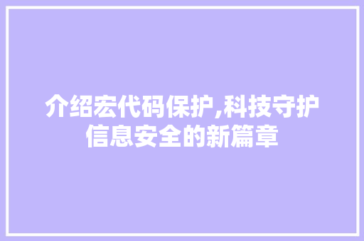 介绍宏代码保护,科技守护信息安全的新篇章