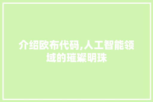 介绍欧布代码,人工智能领域的璀璨明珠