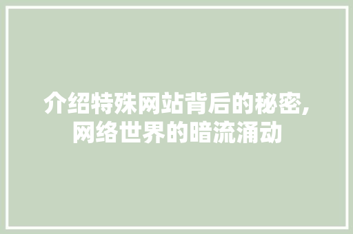 介绍特殊网站背后的秘密,网络世界的暗流涌动