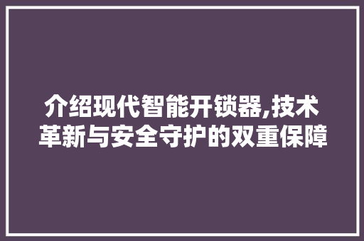 介绍现代智能开锁器,技术革新与安全守护的双重保障
