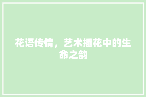 花语传情，艺术插花中的生命之韵 花朵知识