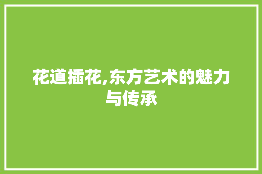 花道插花,东方艺术的魅力与传承 农业常识