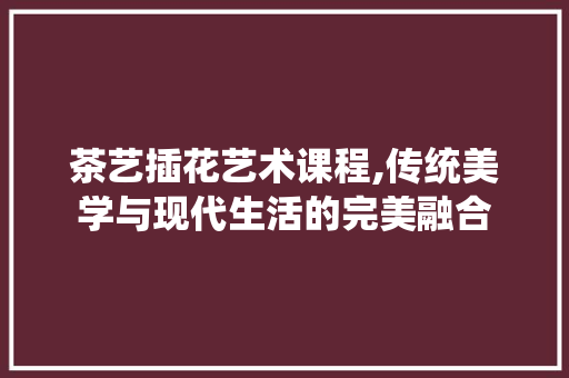 茶艺插花艺术课程,传统美学与现代生活的完美融合