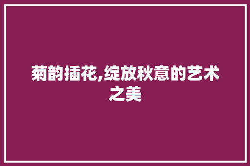 菊韵插花,绽放秋意的艺术之美 种植技巧