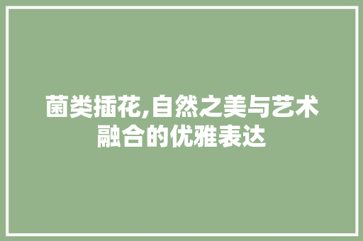 菌类插花,自然之美与艺术融合的优雅表达 农业常识