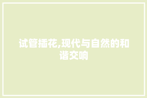 试管插花,现代与自然的和谐交响 种植技巧