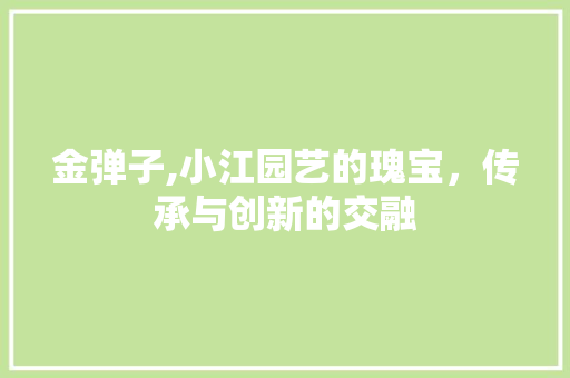 金弹子,小江园艺的瑰宝，传承与创新的交融 番茄种植技巧