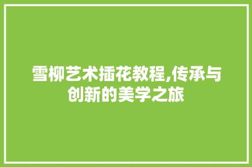 雪柳艺术插花教程,传承与创新的美学之旅