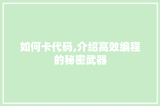 如何卡代码,介绍高效编程的秘密武器