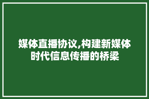 媒体直播协议,构建新媒体时代信息传播的桥梁