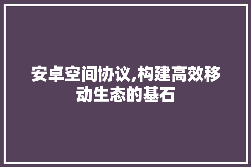 安卓空间协议,构建高效移动生态的基石