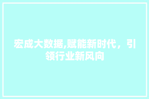 宏成大数据,赋能新时代，引领行业新风向 花朵知识