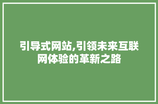 引导式网站,引领未来互联网体验的革新之路